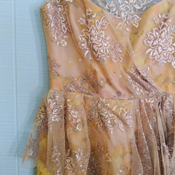 BADGLEY MISCHKA Pink Gold Floral Cocktail Dress - Picture 3 of 8